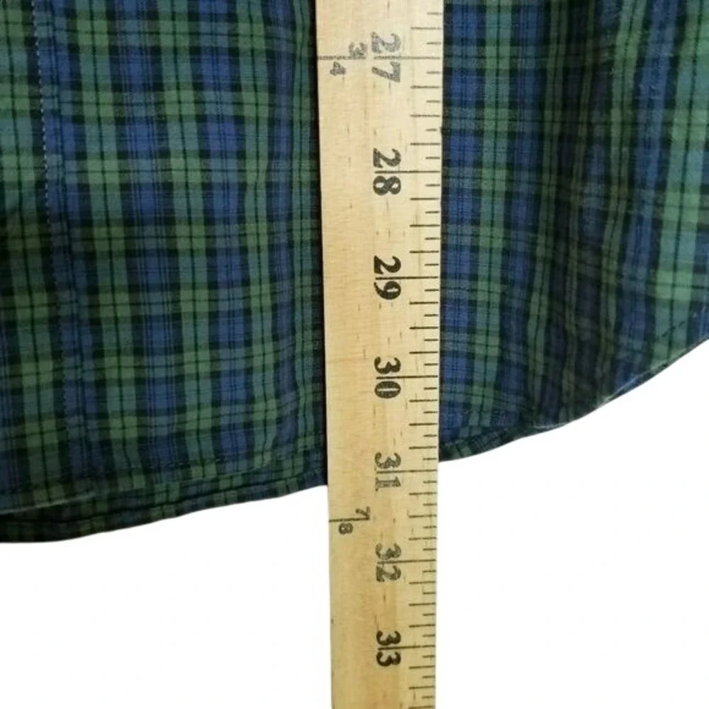 J. Crew Mens Stretch Secret Wash‎ Shirt Pine Plaid Organic Cotton Button Up M